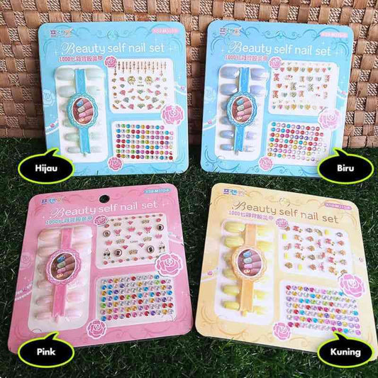 Kids nail pack including nail art material