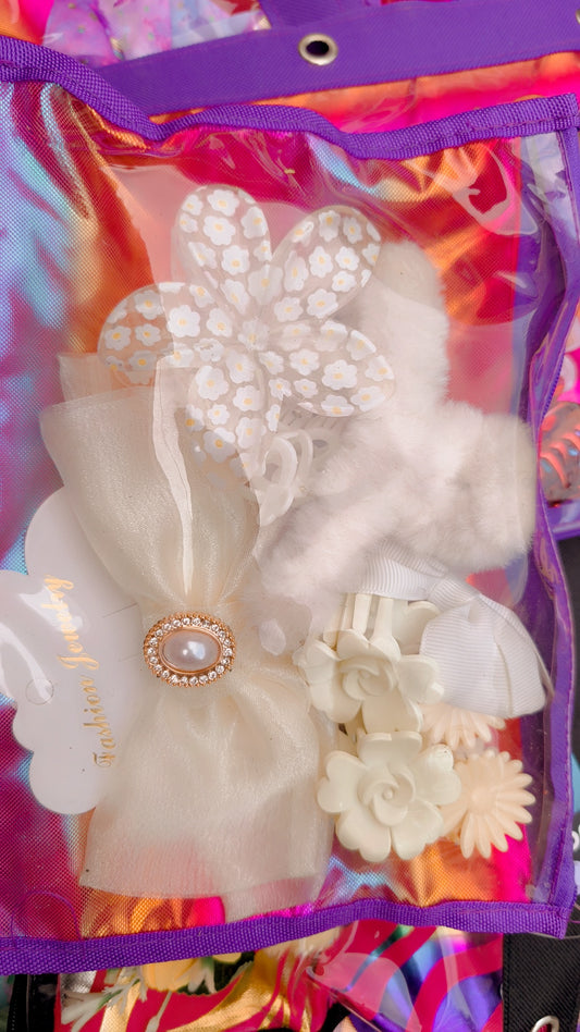 Bag hair accessories in different colours