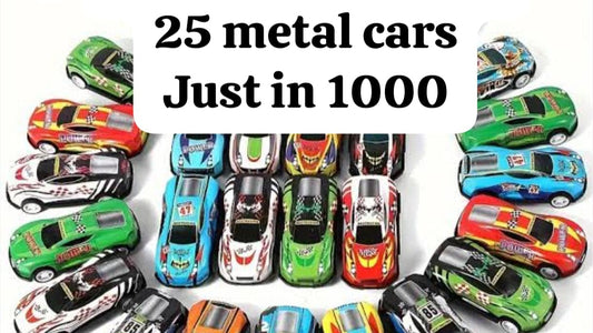 25 cars in different colors and characters