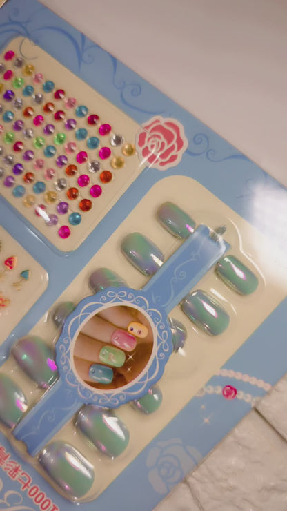 Kids nail pack including nail art material
