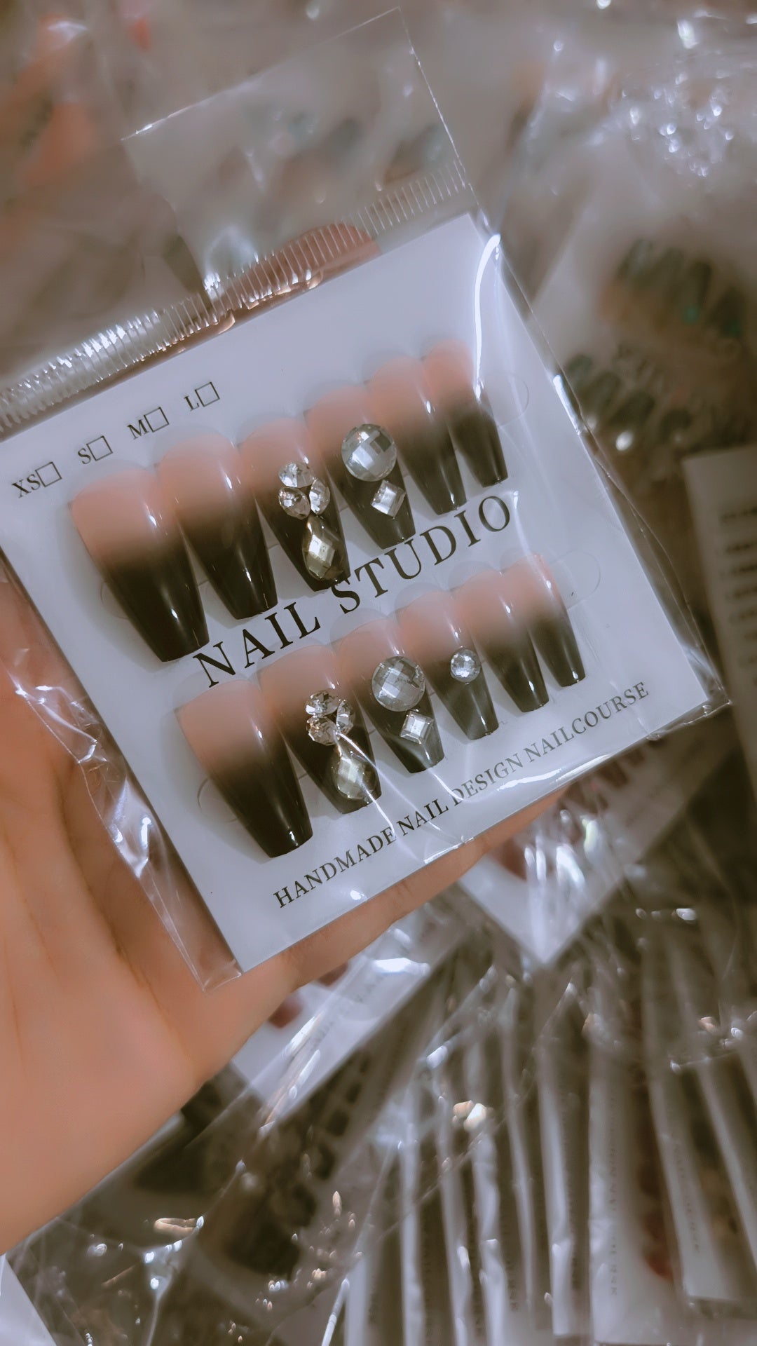 High quality Fancy stone nails with nail sticker