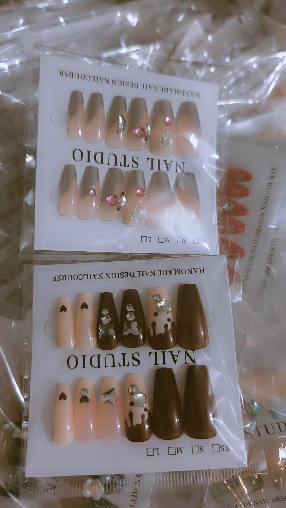 High quality Fancy stone nails with nail sticker