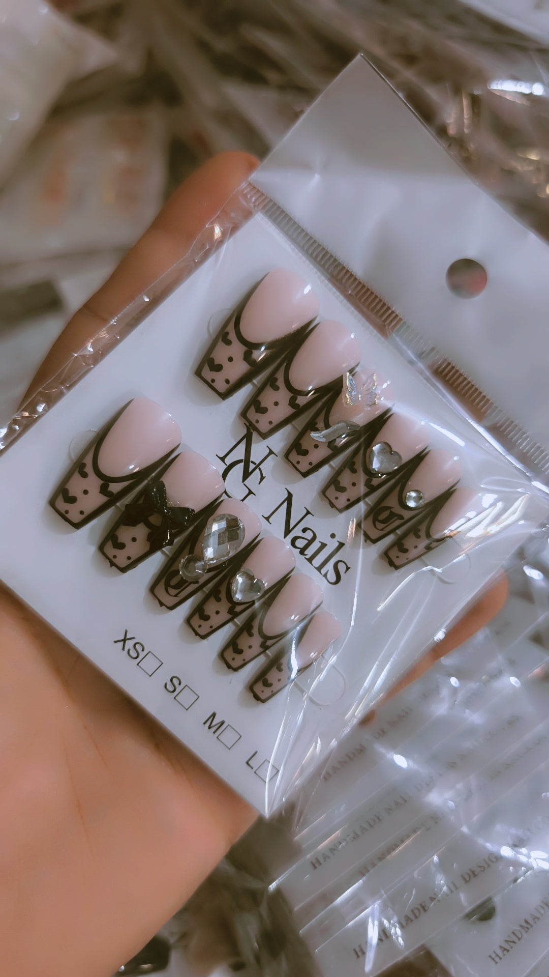 High quality Fancy stone nails with nail sticker