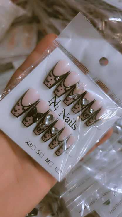High quality Fancy stone nails with nail sticker