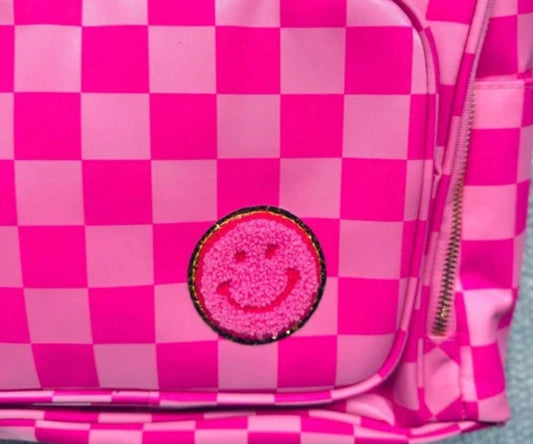 Danbar Global Scool Daze Girls Hot Pink Checkered Smiley Face School Backpack