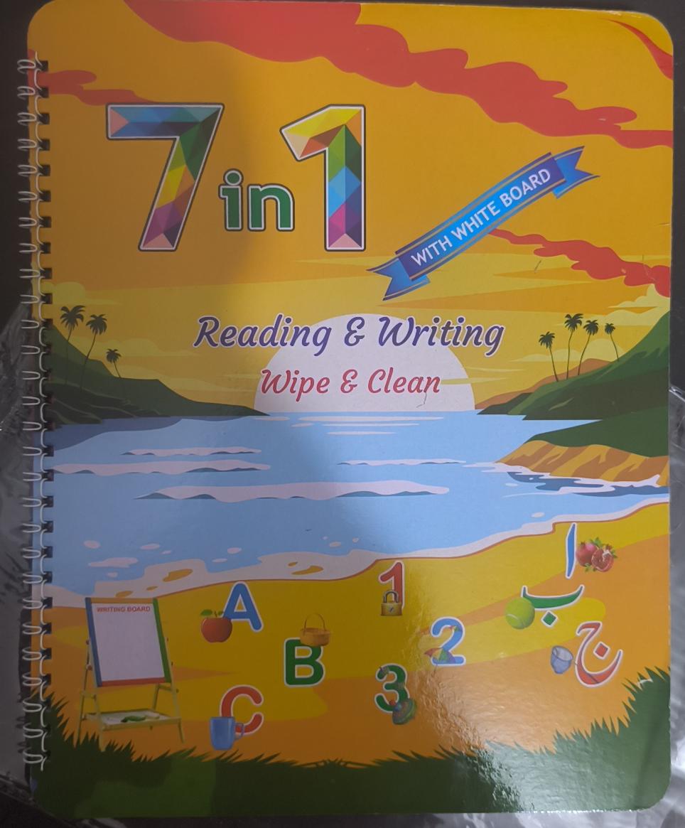 7 in 1 reading and writing wipe and clean book