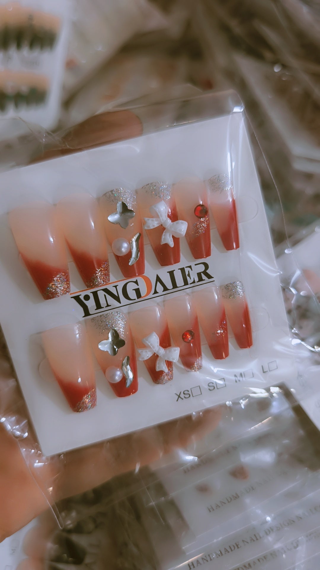 High quality Fancy stone nails with nail sticker