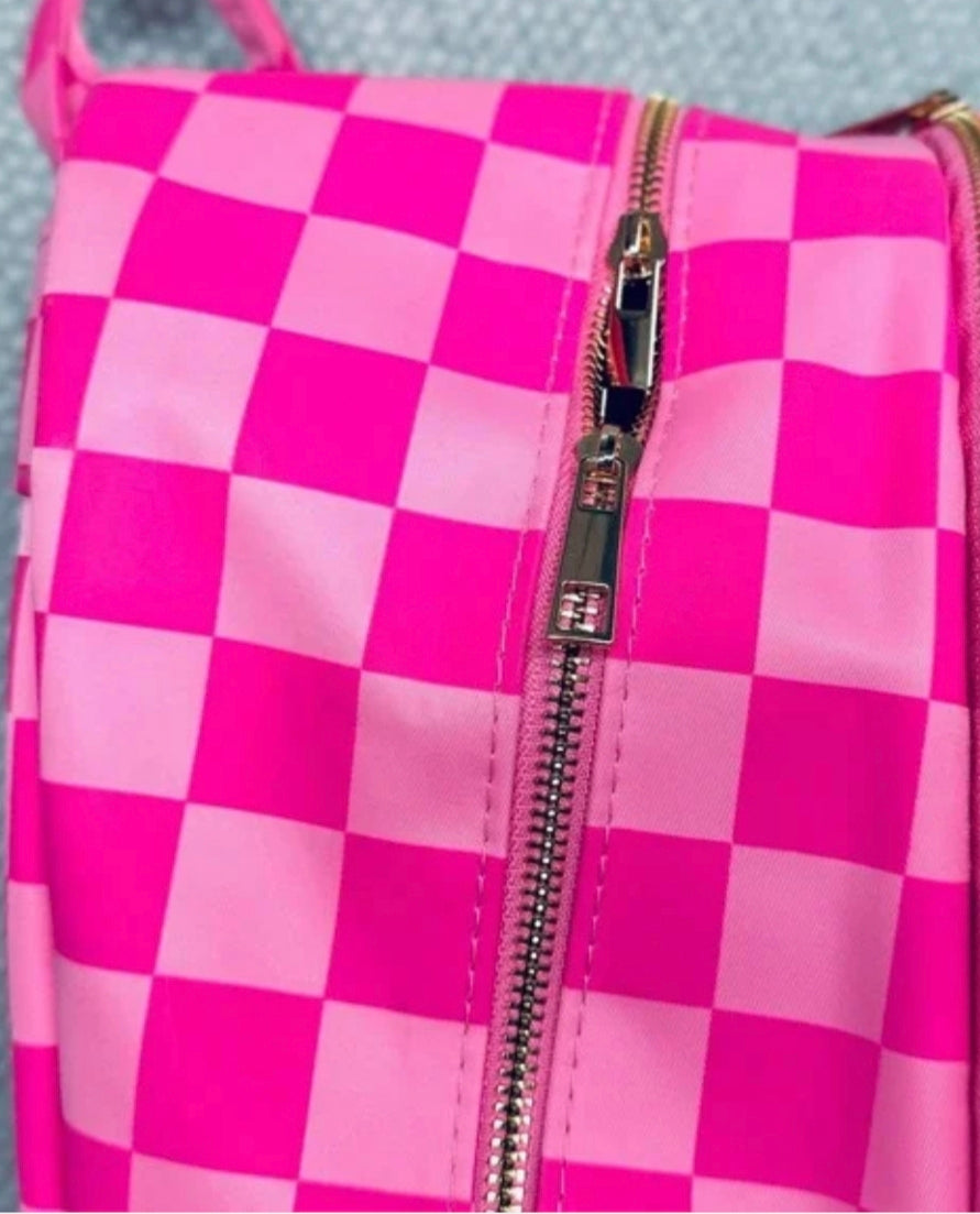 Danbar Global Scool Daze Girls Hot Pink Checkered Smiley Face School Backpack