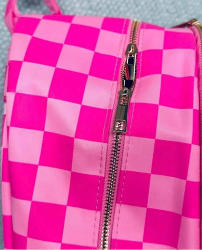 Danbar Global Scool Daze Girls Hot Pink Checkered Smiley Face School Backpack