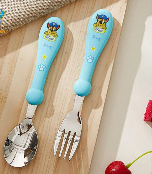 Stainless steel spoon-fork set ( 2 sets : pink set and blue set )