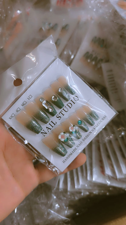 High quality Fancy stone nails with nail sticker