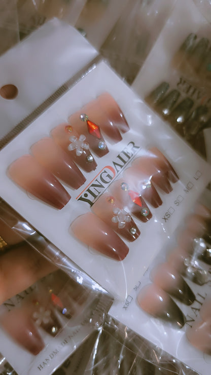 High quality Fancy stone nails with nail sticker